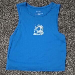 Blue Graphic Tank Top